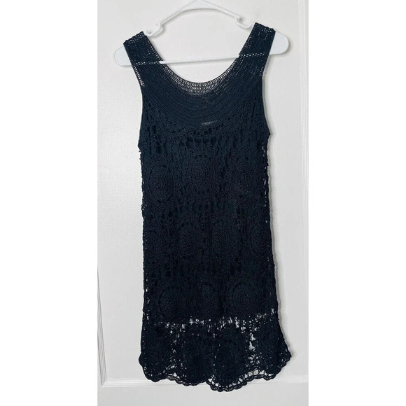 Soft Surroundings Crochet Top M Black Boho Sleeveless Ixtapa Open Knit Pattern - Picture 1 of 8